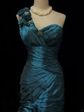 Gorgeous Prom Dress One Shoulder Pleated Flower Prom Gown Evening Dress Gala Dress Business Dinner Dress HZ0319