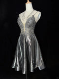 Shiny Homecoming Dress Spaghetti Straps Short Prom Gown Cocktail Dress Backe to School Outfits HZ0319