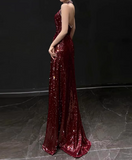 Shiny Prom Dress Halter Sequins Prom Gown Evening Dress Gala Dress HZ0319