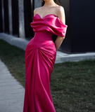 Charming Prom Dress Off Shoulder Pleated Mermaid Prom Gown Evening Dress Gala Dress HZ0319