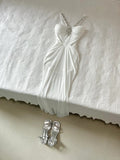 Elegant Prom Dress White Spaghetti Straps Crystal Pleated Prom Dress Party Dress HZ0319