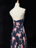 Pretty Prom Dress Spaghetti Straps Print Backless Prom Gown Gala Dress Evening Dresses HZ0319