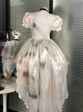 Puffed Sleeve Pleated Halloween Costumes Cosplay Dress Short Women Dress HZ0319