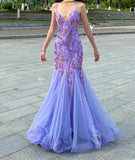 Stunning Prom Dress Spaghetti Straps Tulle Mermaid Prom Gown Evening Dress Party Dress HZ0319