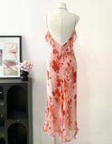 Elegant Prom Dress V-neck Print Ruffle Prom Gown Party Dresses HZ0319