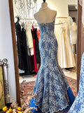 Elegant Prom Dress Strapless Lace Mermaid Evening Dress Gala Dress HZ0319
