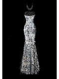 Shiny Prom Dress Strapless Sequins Mermaid Prom Gown Evening Dress Gala Dress HZ0319