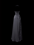 Shiny Prom Dress Black A Line Halter Pleated Evening Dress Gala Dress HZ0319