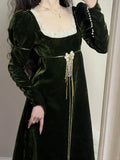 Elegant Prom Dress Velvet A Line Square Neck Evening Dress Gala Dress HZ0319