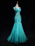 Stunning Prom Dresses V-neck Pleated Mermaid Evening Dress Gala Dress HZ0319