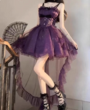 Stunning Homecoming Dress Purple Spaghetti Straps Ruffle Tulle Birthday Party Dress Short Prom Dress Cocktail Dress HZ0319
