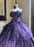 Beauty Prom Dress Purple Spaghetti Straps Pleated Tulle Ball Gown Evening Dress Quinceanera Dress HZ0319