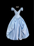 Beauty Prom Dress V-neck Pleated Ball Gown Sweet 16 Dress Evening Dress HZ0319