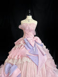 Pretty Prom Dress Strapless Lace Ruffle Ball Gown Evening Dress Sweet 16 Dress HZ0319
