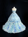 Stunning Prom Dress Strapless Ruffle Ball Gown 16th Dress Evening Dress HZ0319