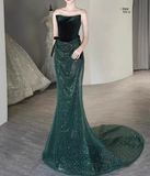 Shiny Prom Dress Strapless Sequin Gala Dress Evening Dress Party Dress HZ0319