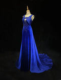 Gorgeous Prom Dress A Line Blue Straps Gala Dress Evening Dresses HZ0319