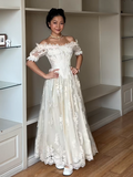 Elegant Prom Dress A Line Off Shoulder Lace Evening Dress Gala Dress HZ0319