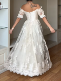 Elegant Prom Dress A Line Off Shoulder Lace Evening Dress Gala Dress HZ0319