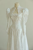 Elegant High Collar Backless Pearl Lace Wedding Dress HZ0319