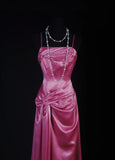 Pretty Prom Dress A Line Spaghetti Straps Pleated Evening Dresses Gala Dress HZ0319