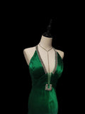 Elegant Prom Dress Dark Green Spaghetti Straps Mermaid Evening Dresses Gala Dress HZ0319