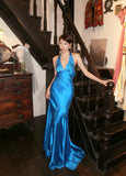 Stunning Prom Dress Blue Halter Mermaid Evening Dresses Gala Dress Party Dress HZ0319
