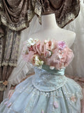 Sweet Prom Dress Strapless Flower Ruffle Ball Gown Evening Dress Quinceanera Dress HZ0319