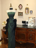 Elegant Prom Dress Dark Green Strapless Pleated Evening Dress Gala Dress HZ0319