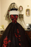 Gorgeous Prom Dress Strapless Flower Ball Gown Evening Dress Birthday Party Dress HZ0319