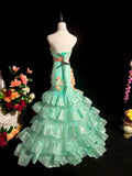 Stunning Prom Dress Strapless Pleated Tiered Mermaid Evening Dress Gala Dress HZ0319
