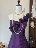 Elegant Homecoming Dress A Line One Shoulder Pleated Short Prom Dress Evening Dress Cocktail Dress HZ0319
