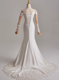 Stunning Wedding Dress Off Shoulder Long Sleeve Mermaid Wedding Dress HZ0319