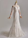 Stunning Wedding Dress Sweetheart Long Sleeve Mermaid Wedding Dress HZ0319