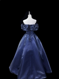 Charming Prom Dress Dark Blue Off Shoulder Pleated Evening Dress Gala Dress HZ0319