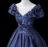Charming Prom Dress Dark Blue Off Shoulder Pleated Evening Dress Gala Dress HZ0319