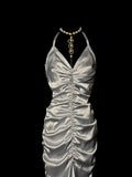 Stunning Prom Dress V-neck Pleated Long Mermaid Prom Dress Birthday Party Dress HZ0319