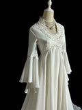 Elegant Wedding Dress A Line Crew Neck Long Sleeve Wedding Dress HZ0319