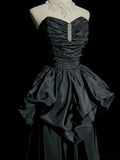 Beauty Prom Dress Black Sweetheart Pleated Long Prom Dress Evening Dress HZ0319