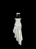 Beauty Prom Dress Halter Pleated Asymmetrical Hem Evening Dress Gala Dress Cocktail Dress HZ0319