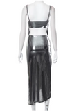Sexy Women Dress Silver Spaghetti Straps Party Outfits Date Dress HZ0319