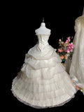 Vintage Wedding Dress Strapless Pleated Tulle Wedding Dress HZ0319