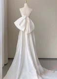 Beauty Wedding Dress Strapless Bowknot Pleated Mermaid Wedding Dress HZ0319