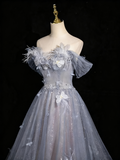 Shiny Prom Dress Off Shoulder Tulle Pleated Evening Gown Birthday Party Dress HZ0319