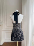 Shiny Homecoming Dress Black A Line Halter Short Prom Dress Birthday Party Outfits Cocktail Dress HZ0319