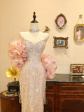 Shiny Prom Dress Sweetheart Tassel Evening Dress Gala Dress Birthday Party Dress HZ0319