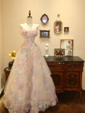 Charming Prom Dress Strapless Tulle Flower Evening Dress Birthday Party Dress HZ0319