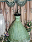 Shiny Prom Dress Strapless Tulle Ball Gown Evening Dress Quinceanera Dress HZ0319