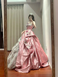 Pretty Prom Dress Strapless Pleated Tulle Ball Gown Birthday Party Dress HZ0319