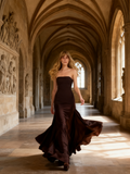 Minimalist Prom Dress Strapless Long Evening Dress Wedding Guest Dress HZ0319